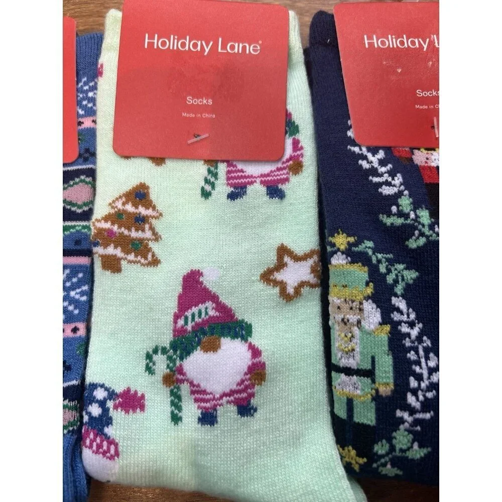 Holiday Lane Christmas Holiday Socks Set Of 3 Macy’s Festive Winter NWT